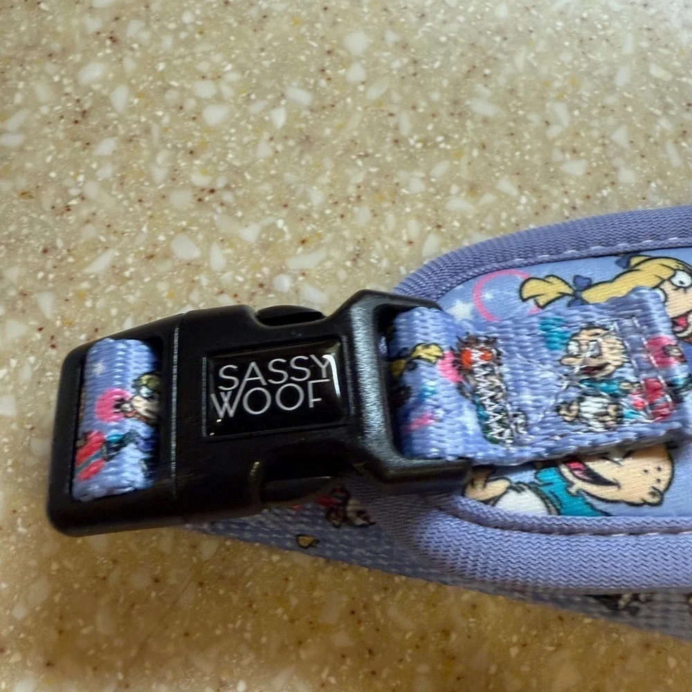 Nickelodeon Rugrats Sassy and Woof Adjustable Pet Harness Blue and Purple Sz L